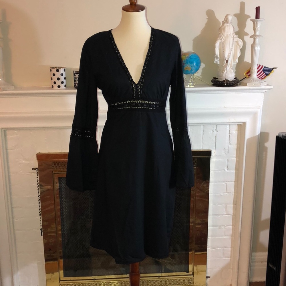 🌹Bo’em plage Black lined dress Sz L